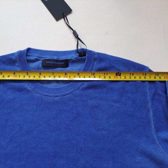 NWT Men's Patrick Assaraf 100% Cotton Crew Neck Blue Pullover Sweater Size S - Picture 13 of 14